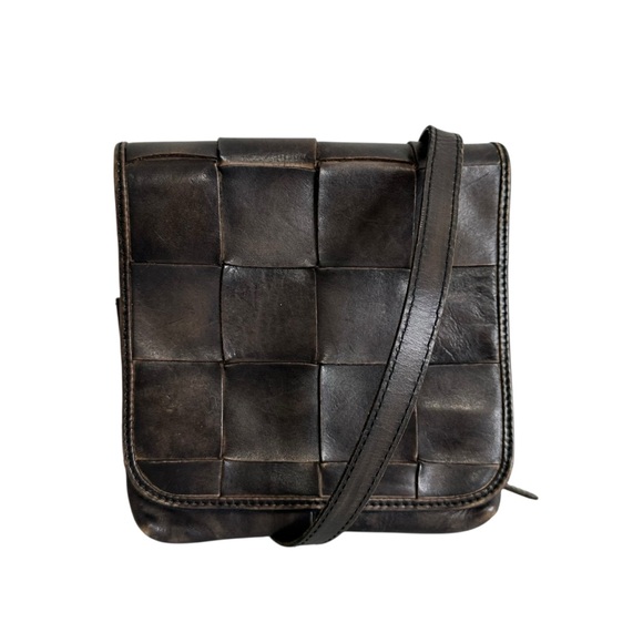 Patricia Nash Woven Italian Leather Purse Brown Crossbody Weaved